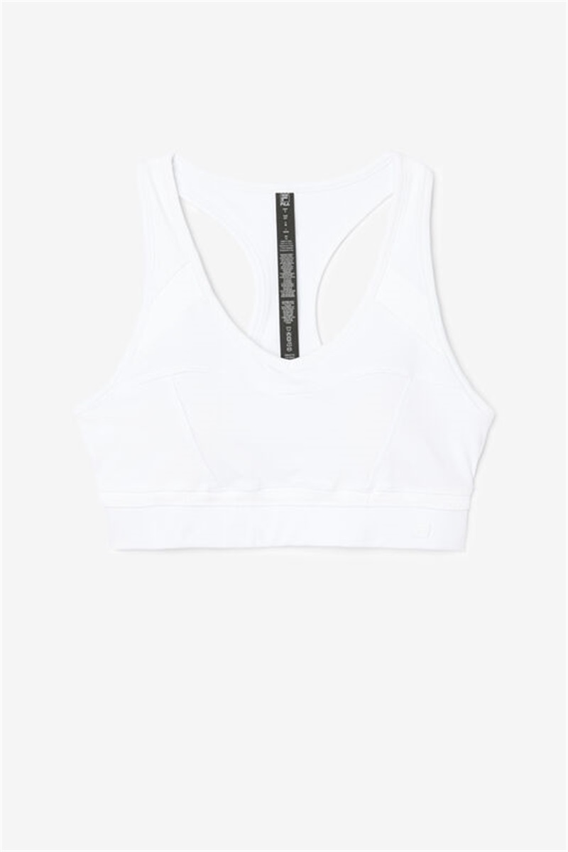 White Women\'s Fila Uplift Racerback Sports Bra | Saudi Arabia-148359