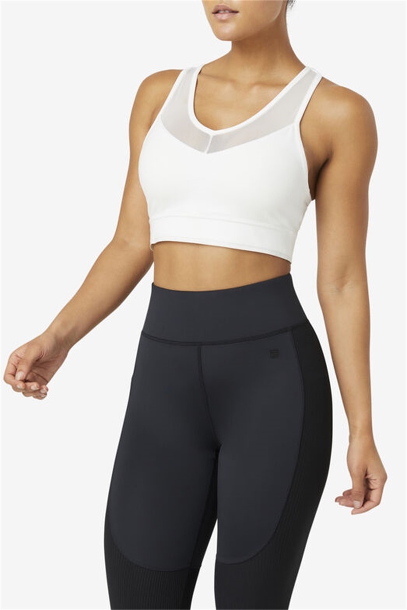 White Women's Fila Uplift Racerback Top Bras | Saudi Arabia-937610