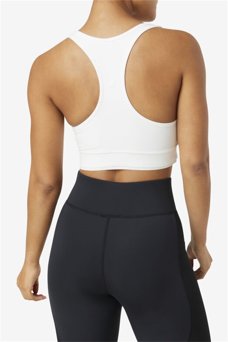 White Women's Fila Uplift Racerback Top Bras | Saudi Arabia-937610