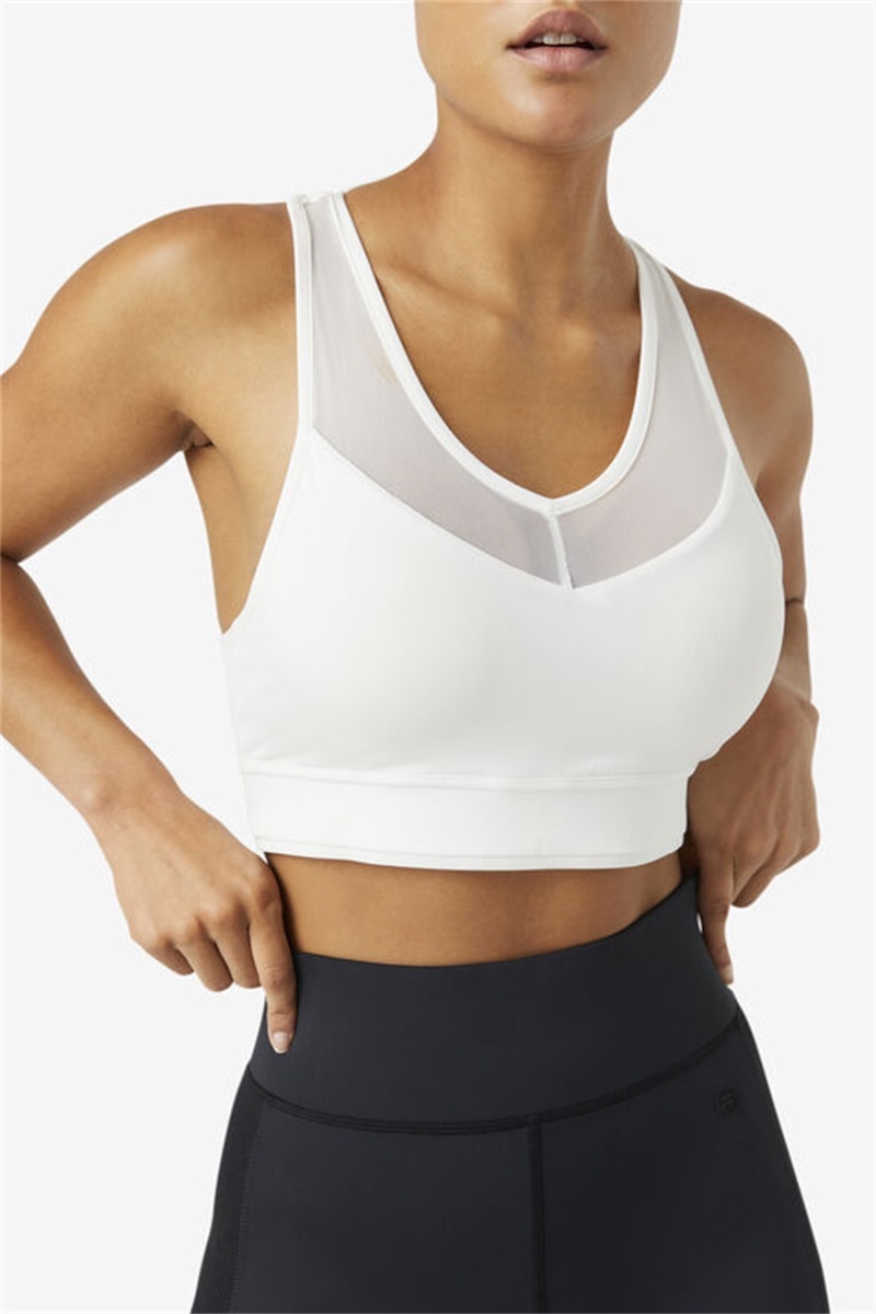 White Women's Fila Uplift Racerback Top Bras | Saudi Arabia-937610