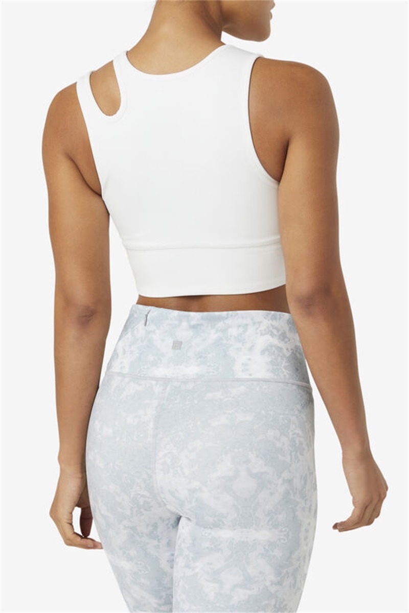 White Women's Fila Uplift Slice Crop Top Bras | Saudi Arabia-167524