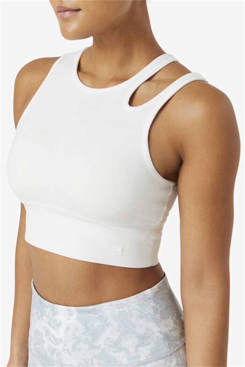 White Women's Fila Uplift Slice Crop Top Bras | Saudi Arabia-167524