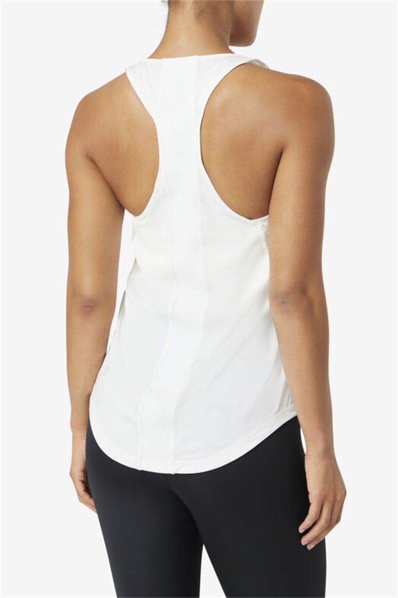 White Women's Fila Uplift Textured Racerback Tank Top | Saudi Arabia-678942