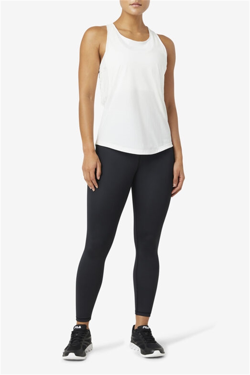 White Women's Fila Uplift Textured Racerback Tank Top | Saudi Arabia-678942