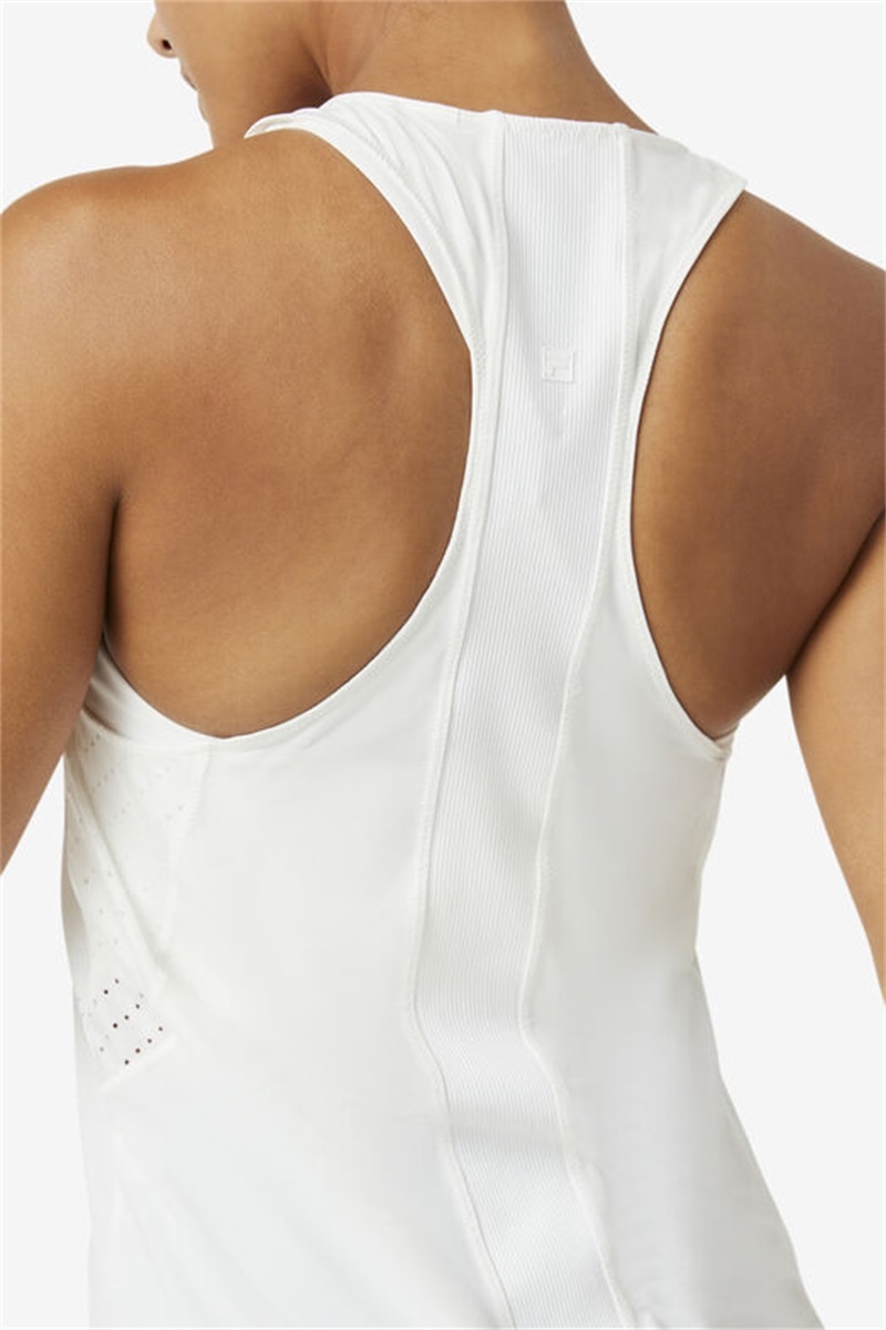 White Women's Fila Uplift Textured Racerback Tank Top | Saudi Arabia-678942