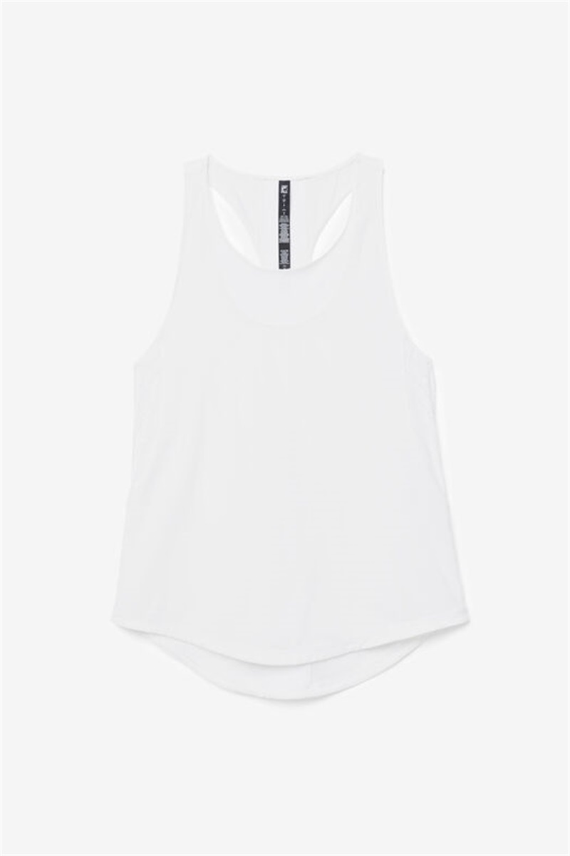 White Women\'s Fila Uplift Textured Racerback Tank Top | Saudi Arabia-678942
