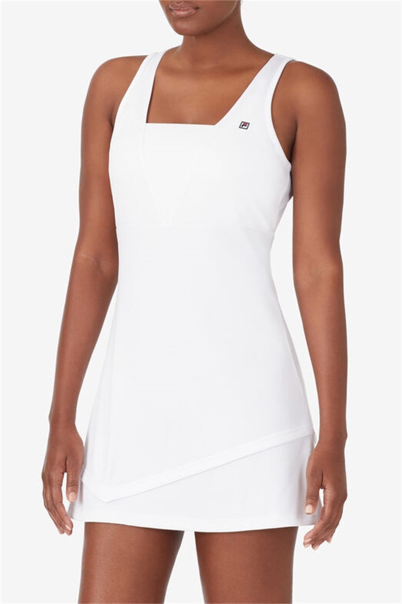 White Women's Fila White Line Dress | Saudi Arabia-674910