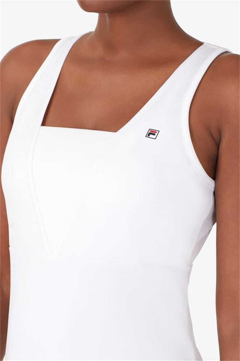 White Women's Fila White Line Dress | Saudi Arabia-674910