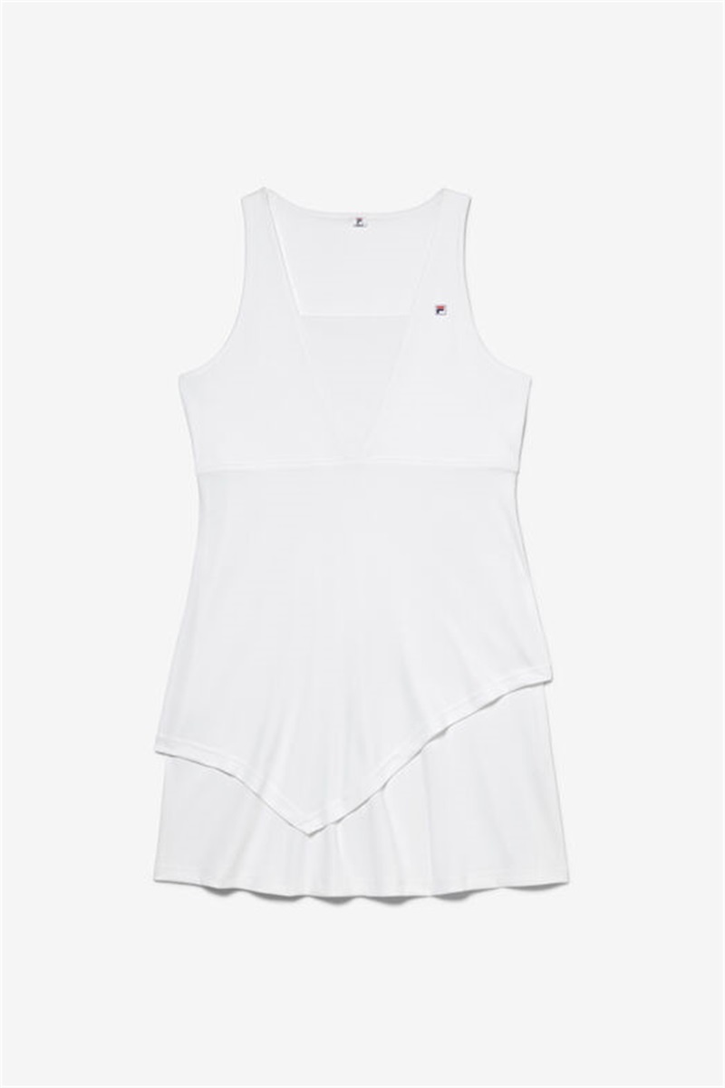 White Women\'s Fila White Line Dress | Saudi Arabia-674910