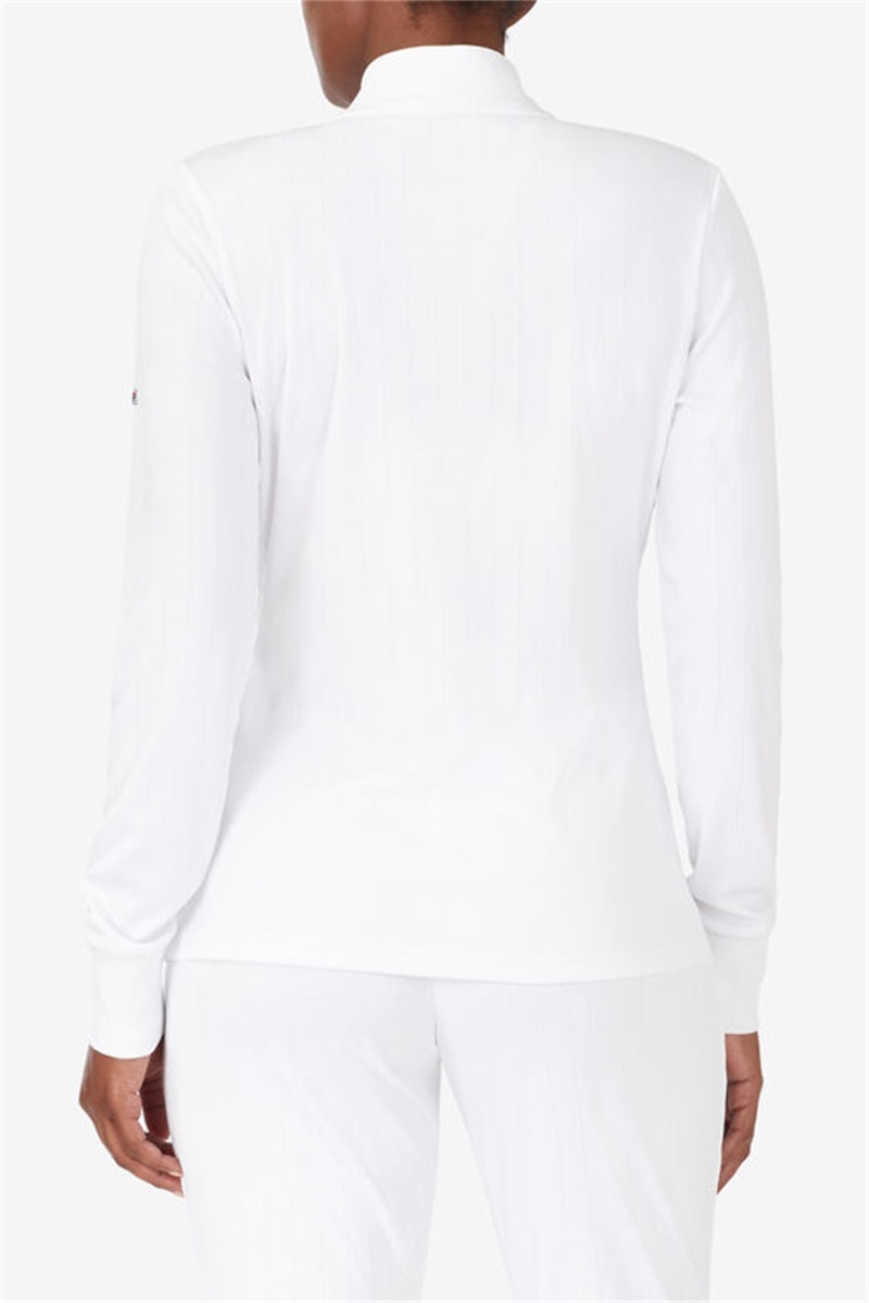 White Women's Fila White Line Track Jackets | Saudi Arabia-296517