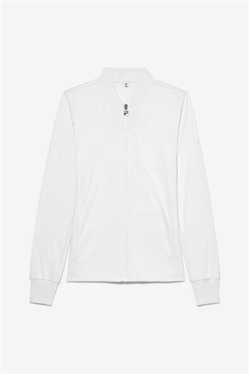 White Women\'s Fila White Line Track Jackets | Saudi Arabia-296517