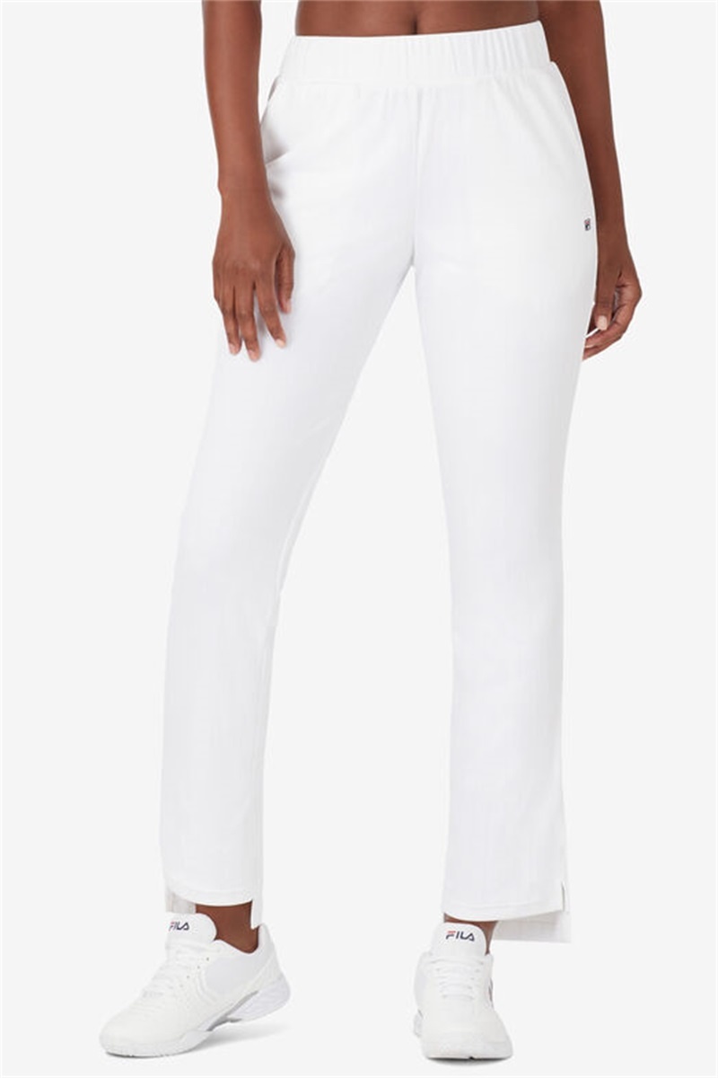White Women's Fila White Line Track Pants | Saudi Arabia-617425