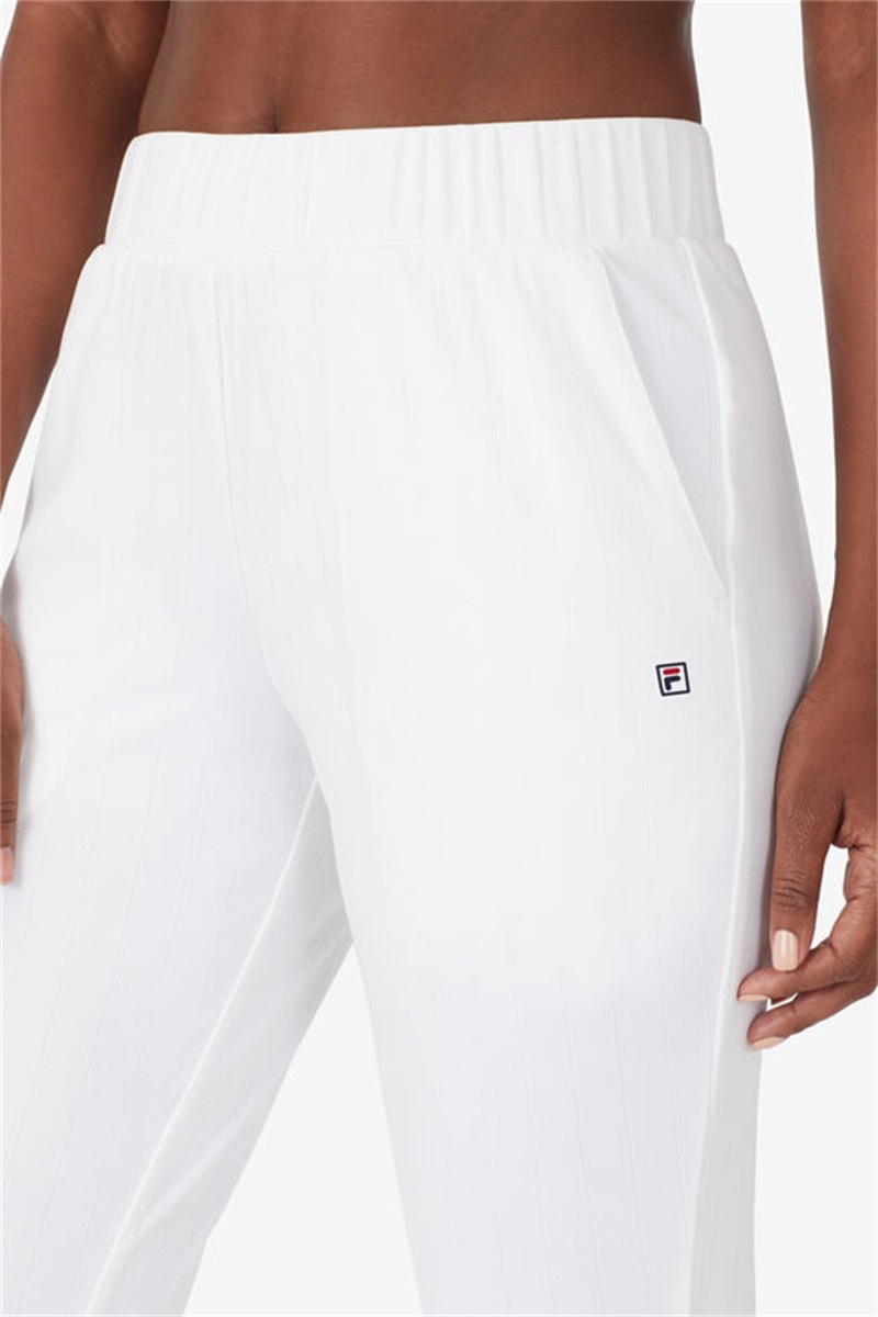 White Women's Fila White Line Track Pants | Saudi Arabia-617425