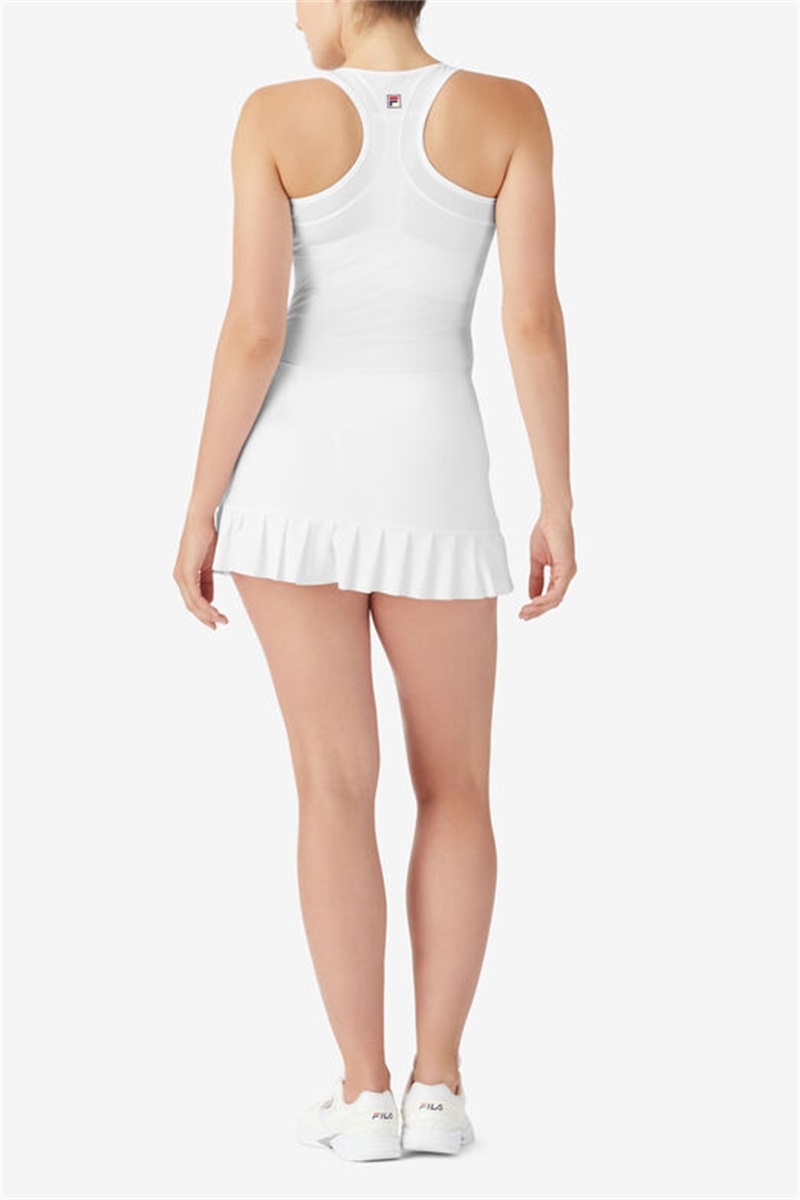 White Women's Fila Whiteline Pleated Dress | Saudi Arabia-659702