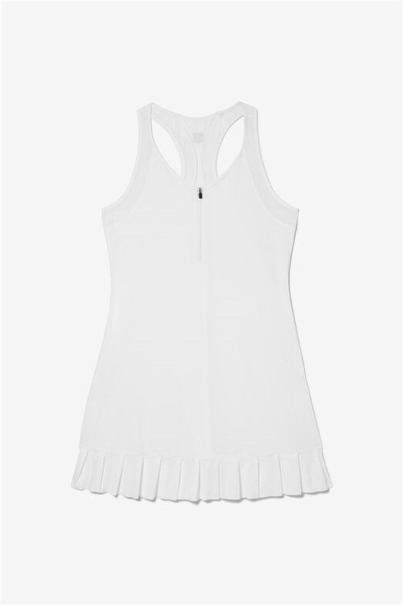 White Women\'s Fila Whiteline Pleated Dress | Saudi Arabia-659702