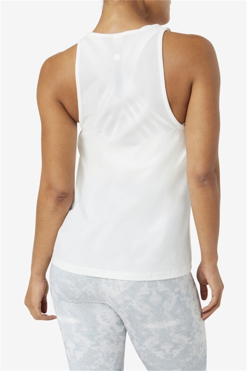 White / Black Women's Fila Fi-Lux Loose Tank Top | Saudi Arabia-941023