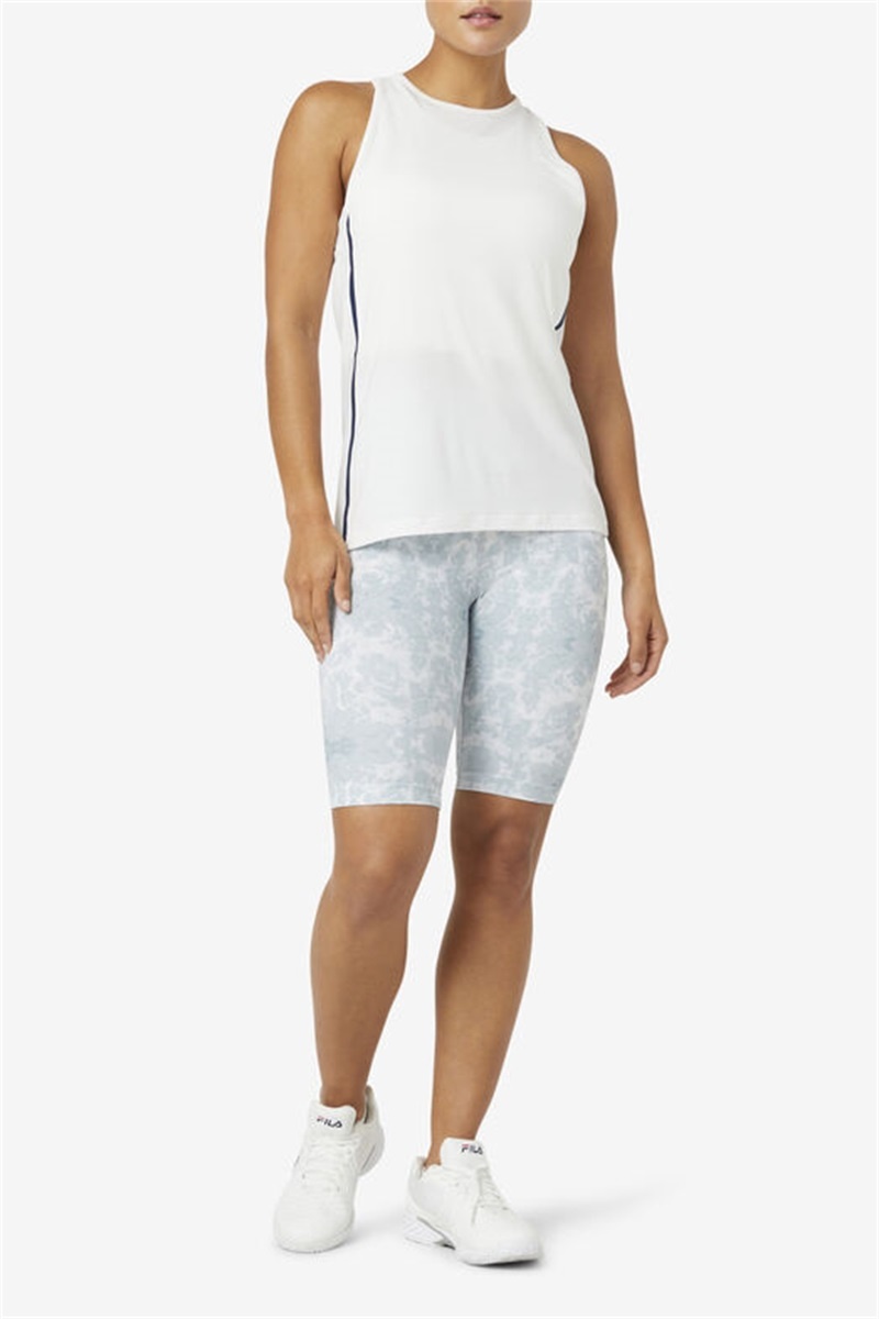 White / Black Women's Fila Fi-Lux Loose Tank Top | Saudi Arabia-941023