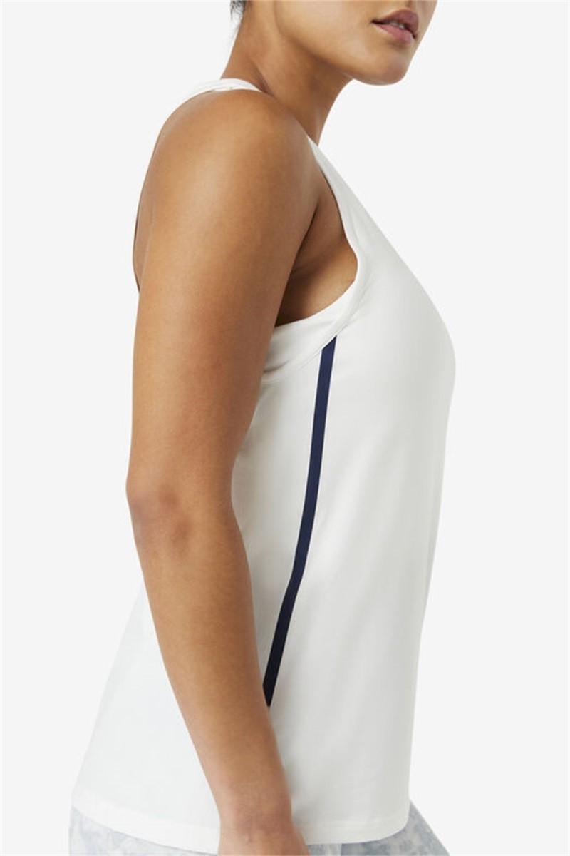 White / Black Women's Fila Fi-Lux Loose Tank Top | Saudi Arabia-941023