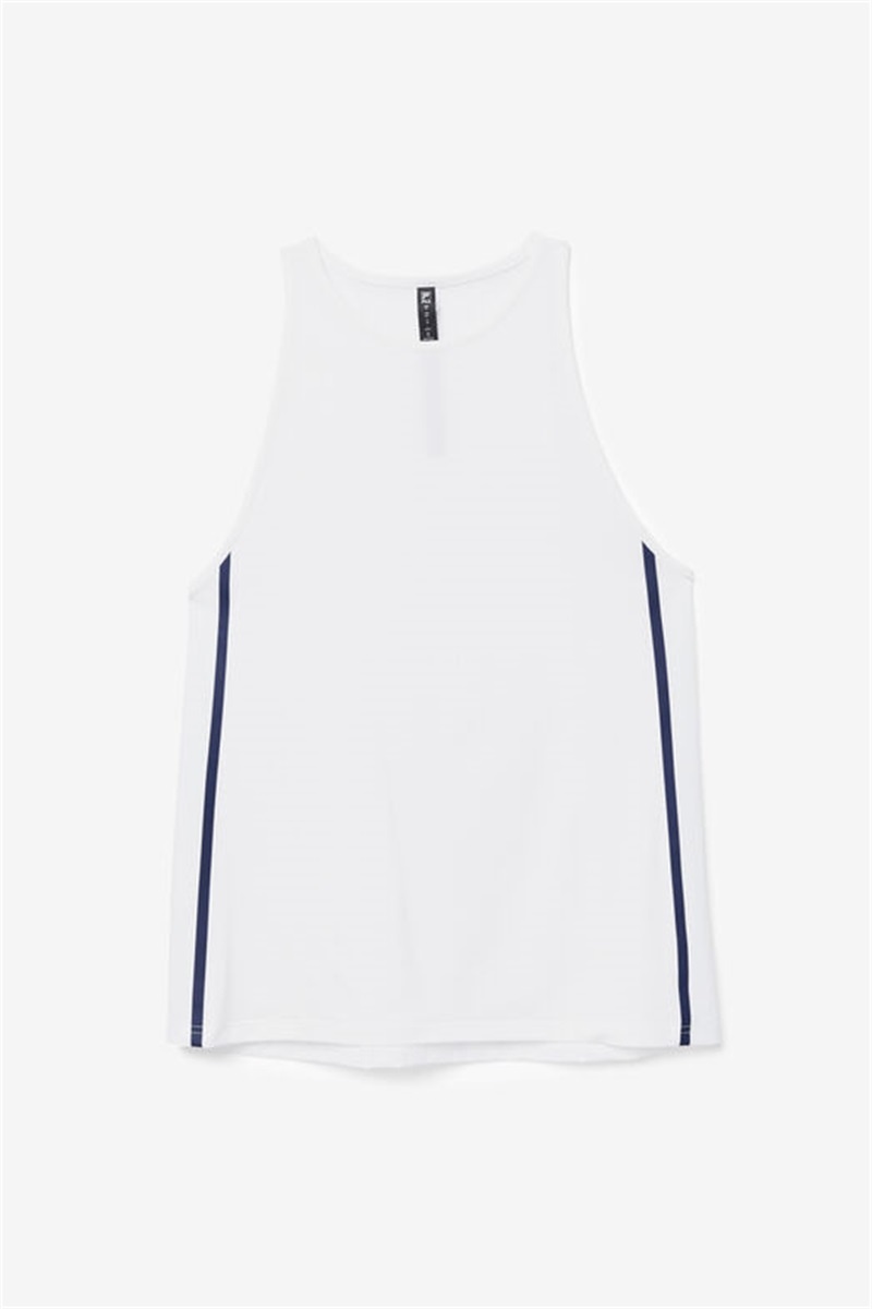 White / Black Women\'s Fila Fi-Lux Loose Tank Top | Saudi Arabia-941023