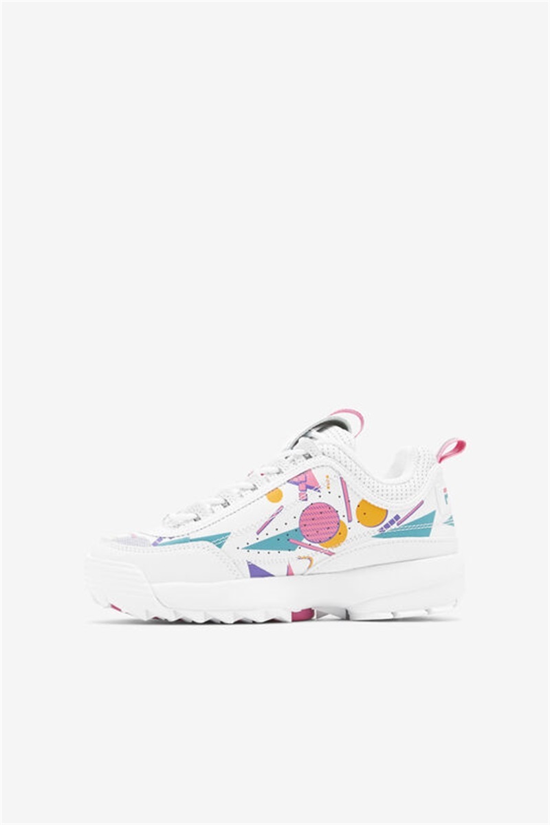 White / Blue Kids' Fila Disruptor 2 Premium Shoes | Saudi Arabia-045627