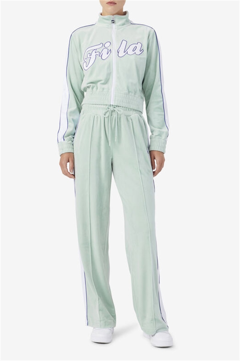 White / Blue Men's Fila Valery Velour Pants | Saudi Arabia-421759
