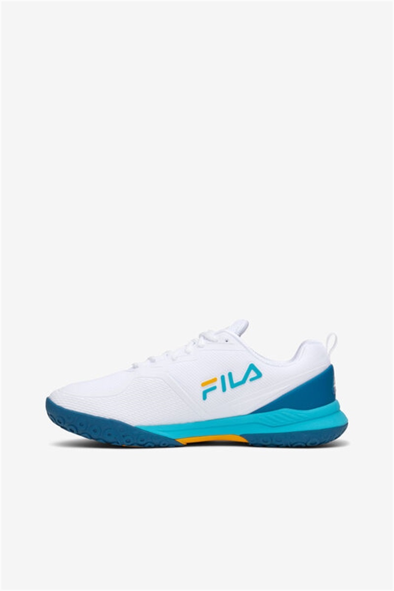 White / Blue / Gold Women's Fila Volley Burst Pickleball Shoes | Saudi Arabia-405623