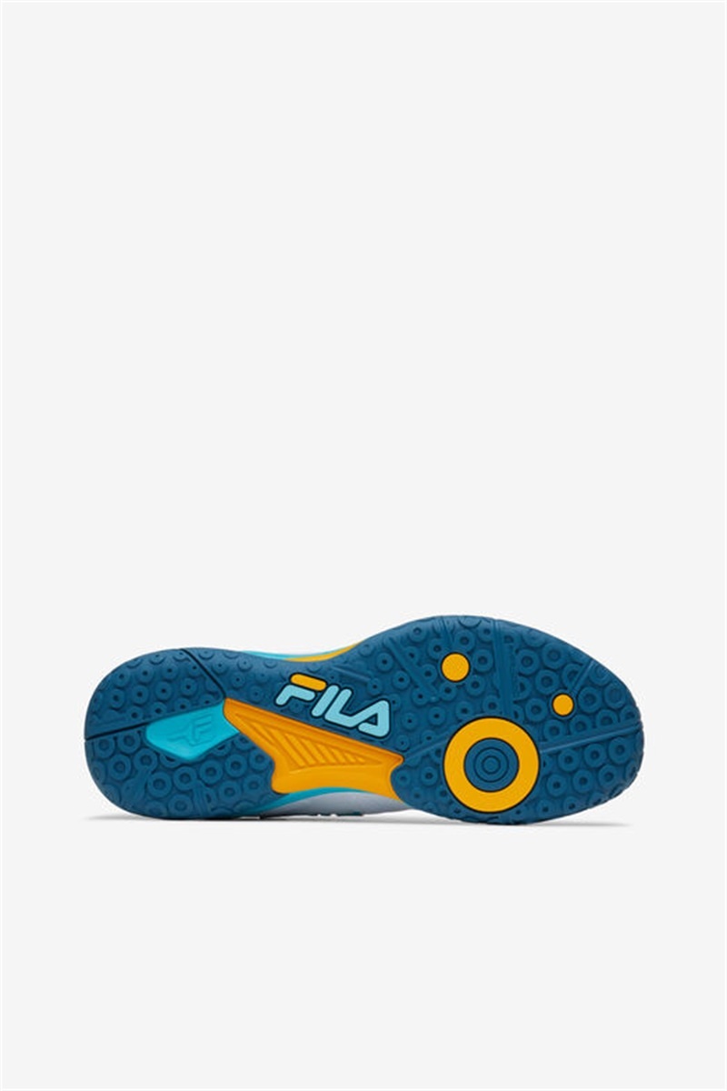 White / Blue / Gold Women's Fila Volley Burst Pickleball Shoes | Saudi Arabia-405623