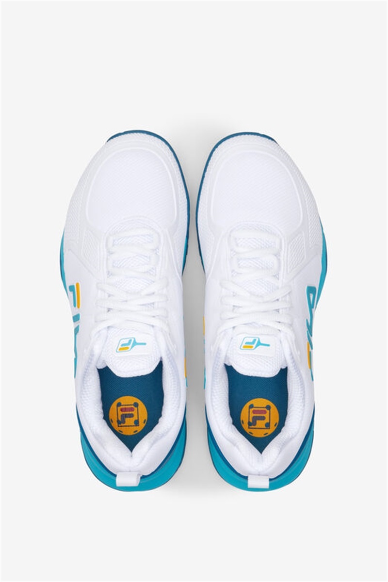 White / Blue / Gold Women's Fila Volley Burst Pickleball Shoes | Saudi Arabia-405623