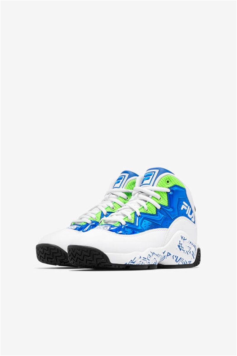 White / Blue / Green Kids' Fila Mb Night Walk Shoes | Saudi Arabia-450961