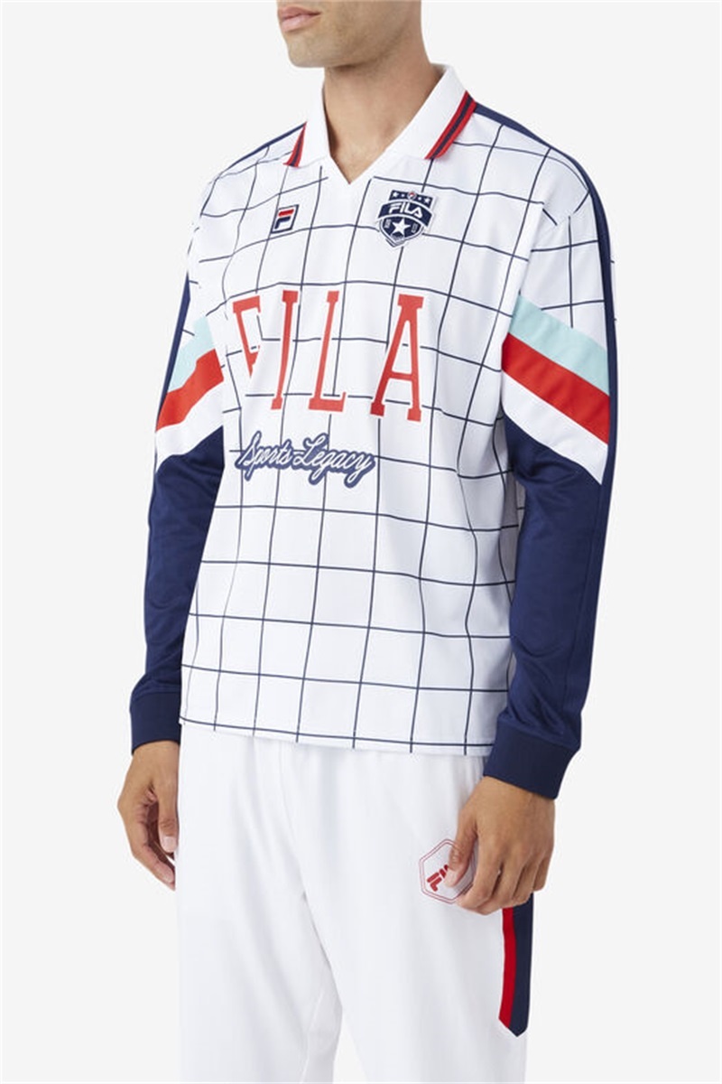 White / Blue / Red Men's Fila Kay Goalie Jersey | Saudi Arabia-195463