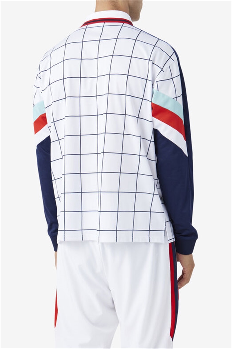 White / Blue / Red Men's Fila Kay Goalie Jersey | Saudi Arabia-195463