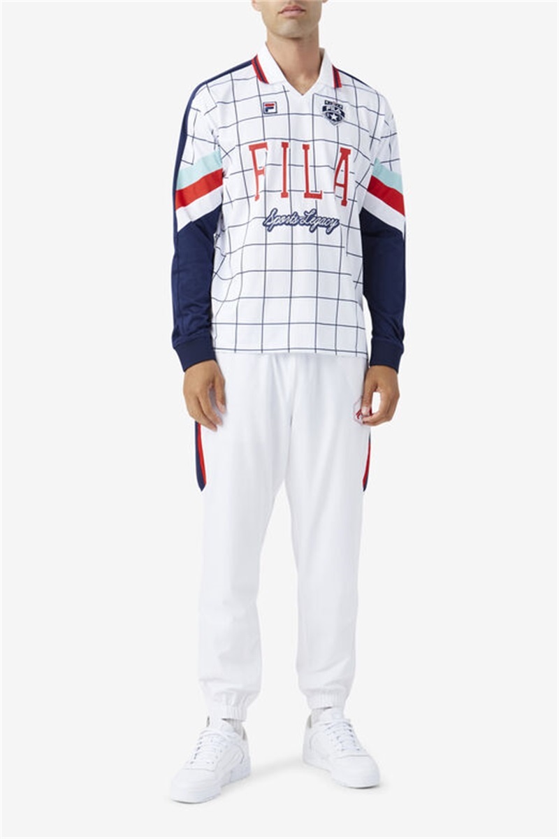White / Blue / Red Men's Fila Kay Goalie Jersey | Saudi Arabia-195463