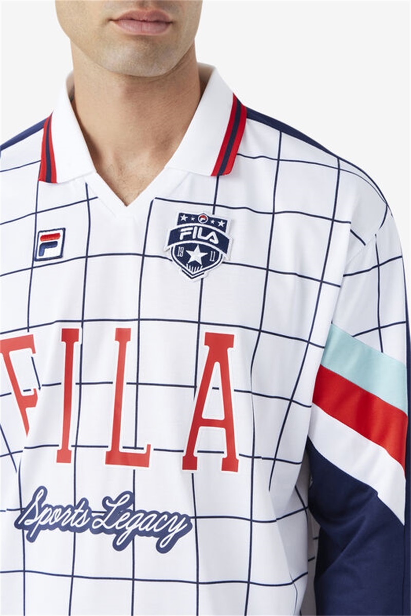 White / Blue / Red Men's Fila Kay Goalie Jersey | Saudi Arabia-195463