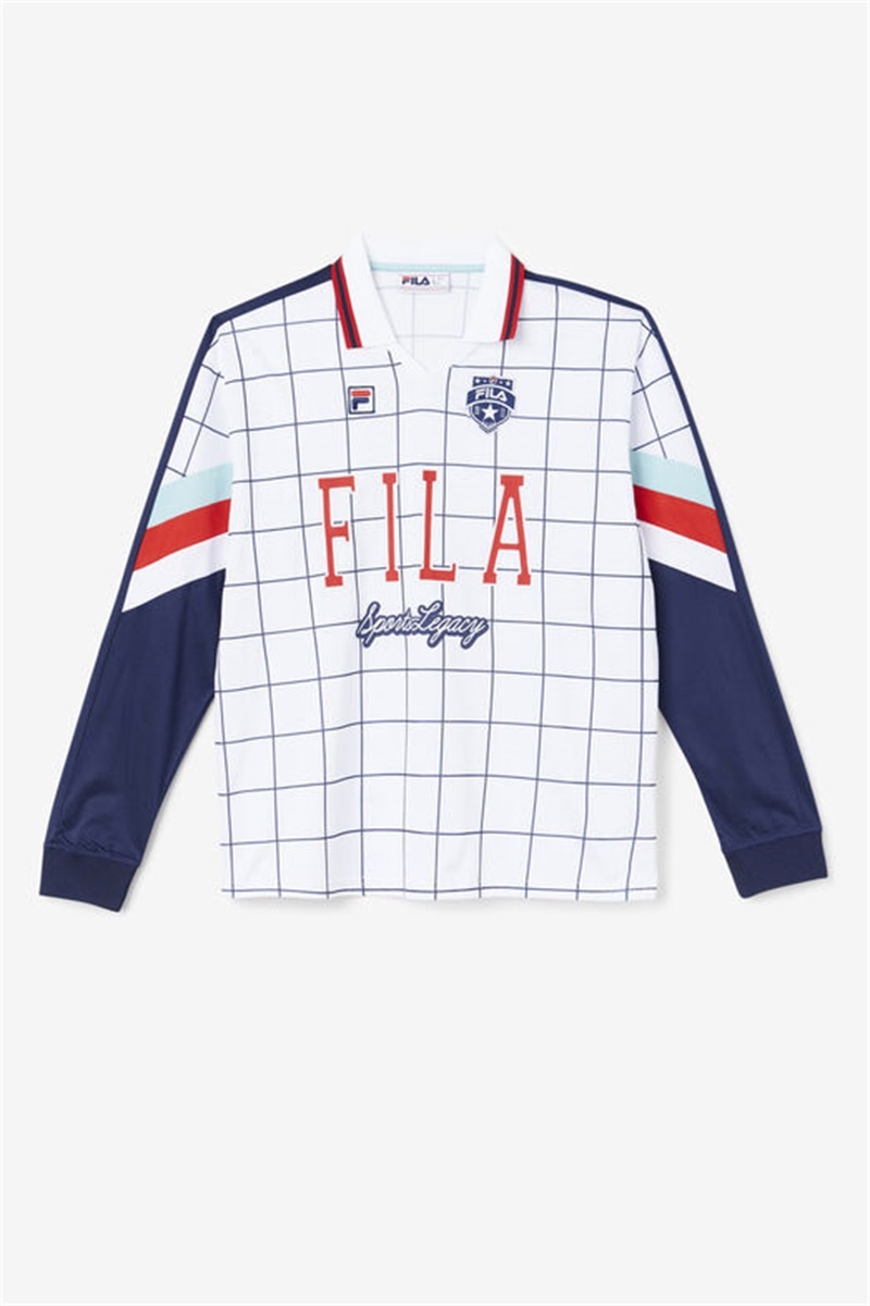 White / Blue / Red Men\'s Fila Kay Goalie Jersey | Saudi Arabia-195463