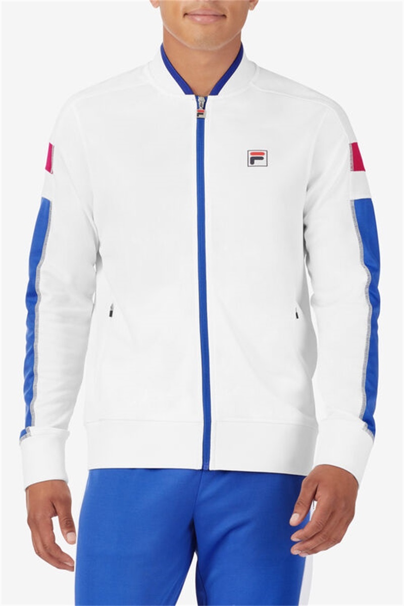 White / Blue / Red Men's Fila La Finale Track Jackets | Saudi Arabia-530671