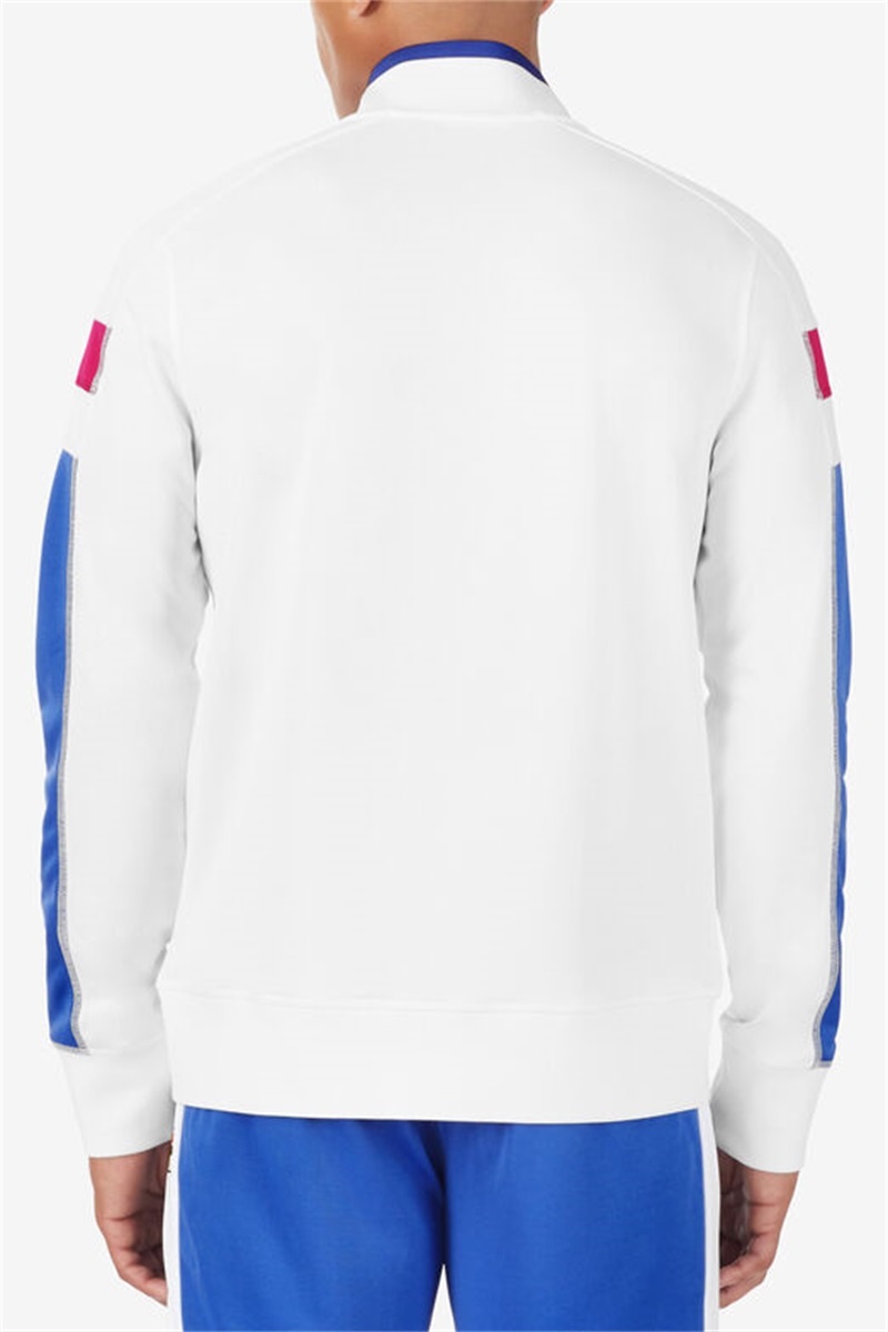 White / Blue / Red Men's Fila La Finale Track Jackets | Saudi Arabia-530671