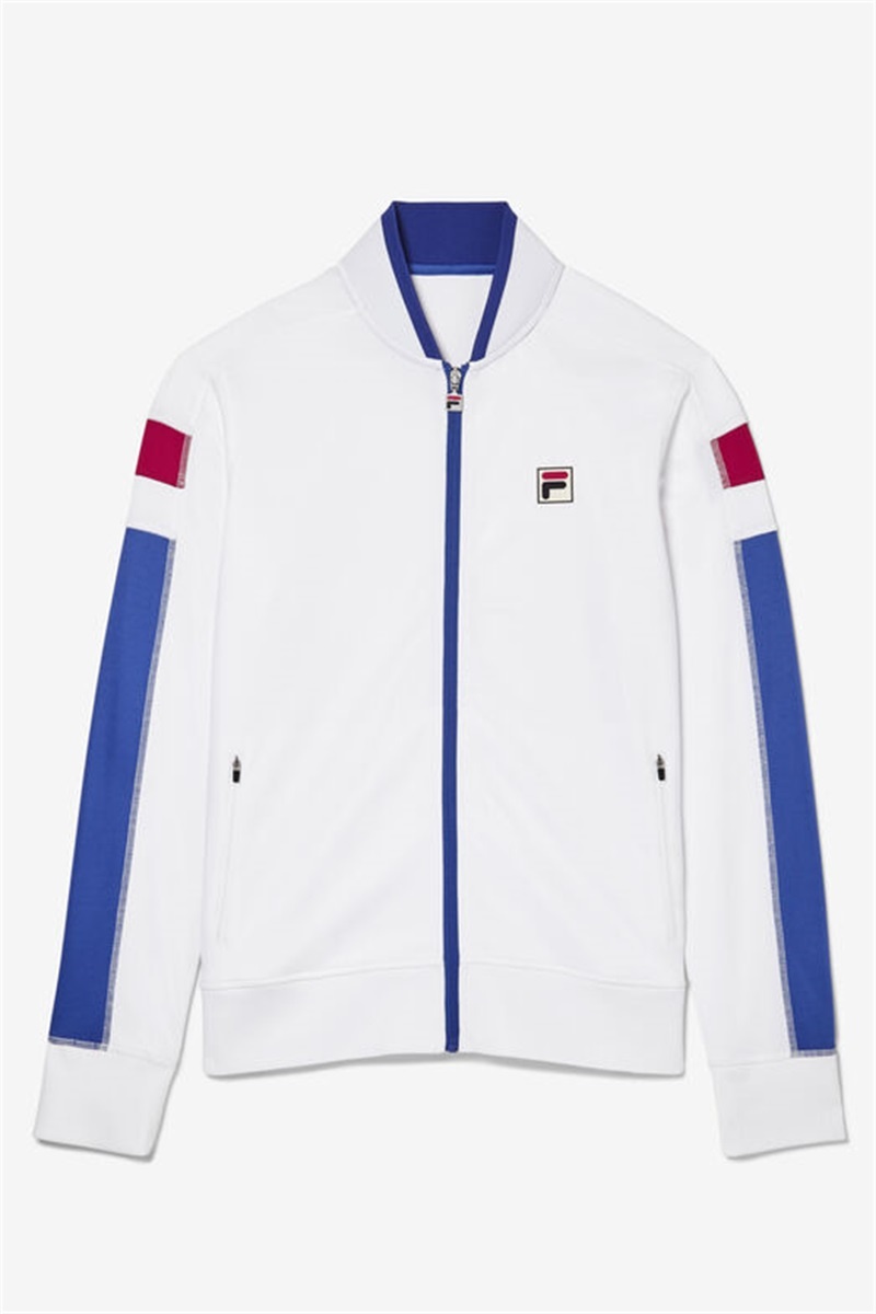 White / Blue / Red Men\'s Fila La Finale Track Jackets | Saudi Arabia-530671