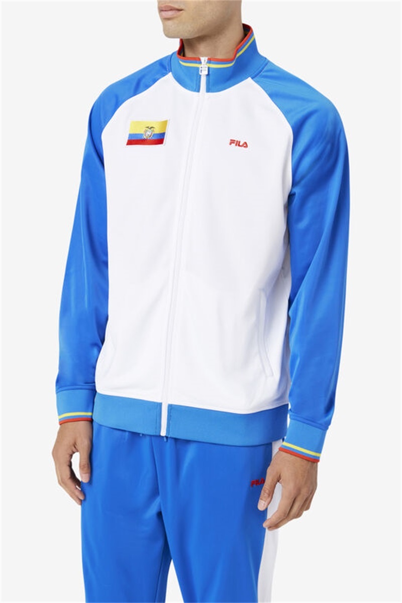 White / Blue / Red / Yellow Men's Fila Ecuador Track Jackets | Saudi Arabia-794358