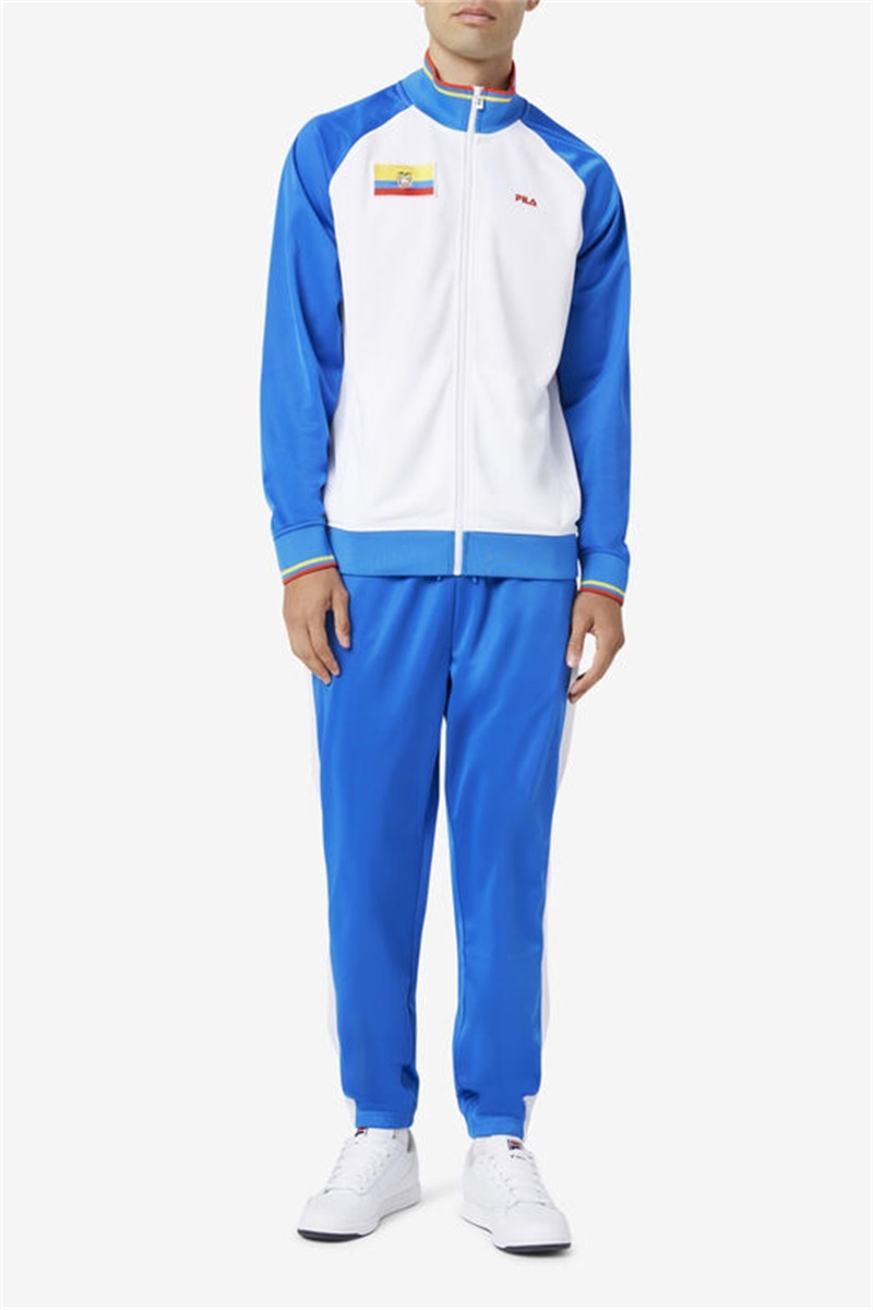 White / Blue / Red / Yellow Men's Fila Ecuador Track Jackets | Saudi Arabia-794358