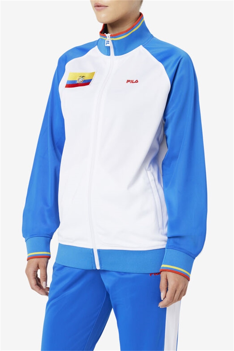 White / Blue / Red / Yellow Men's Fila Ecuador Track Jackets | Saudi Arabia-794358