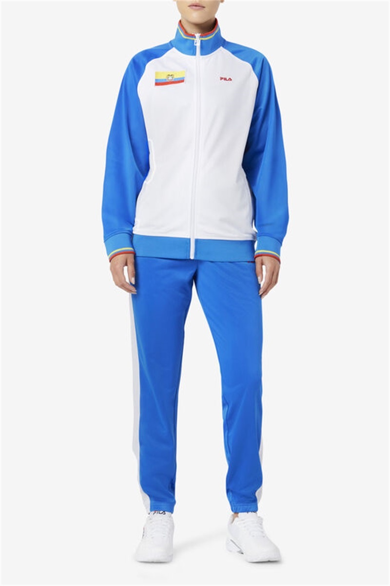 White / Blue / Red / Yellow Men's Fila Ecuador Track Jackets | Saudi Arabia-794358
