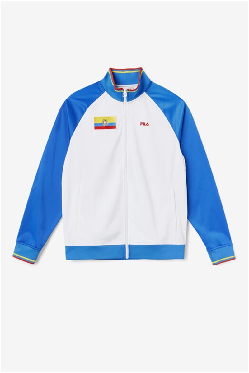 White / Blue / Red / Yellow Men\'s Fila Ecuador Track Jackets | Saudi Arabia-794358