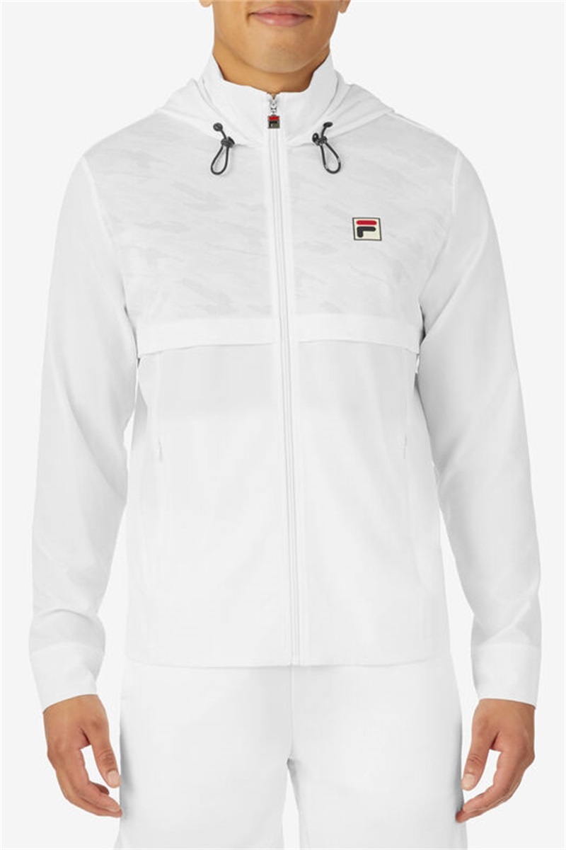 White / Camo Men's Fila Whiteline Track Jackets | Saudi Arabia-520736
