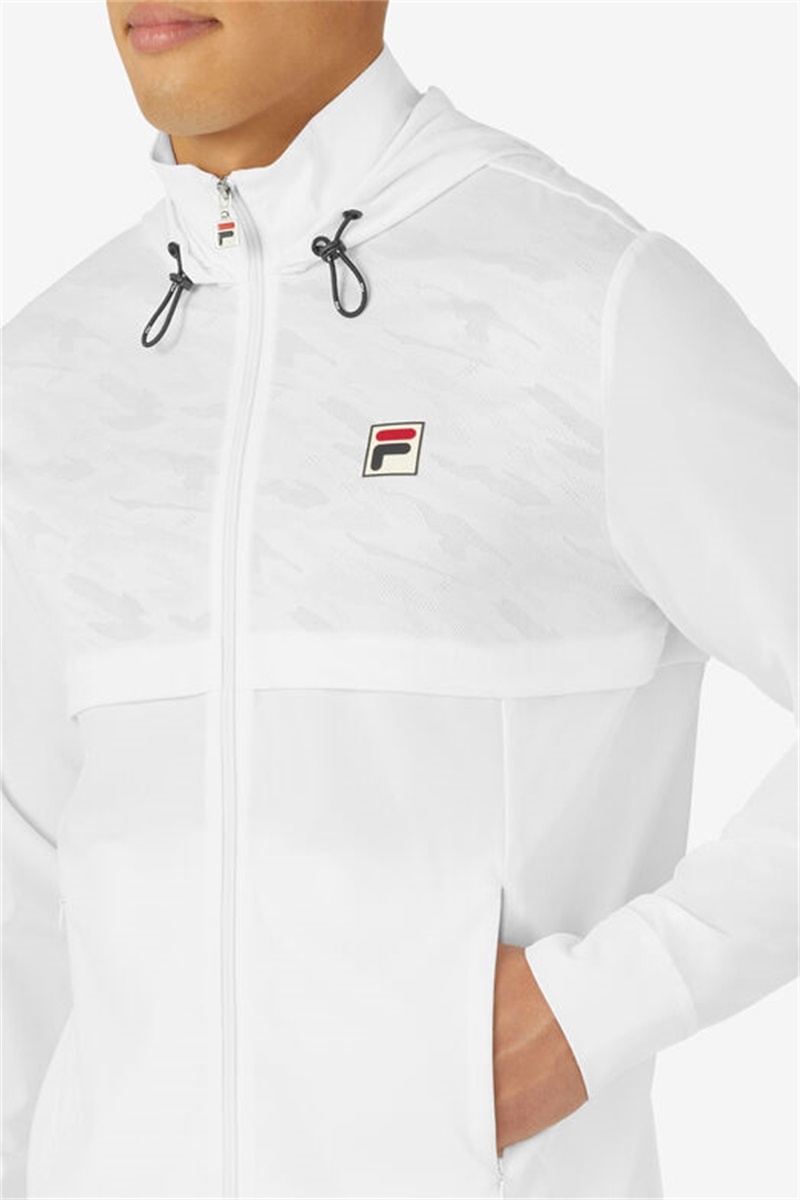 White / Camo Men's Fila Whiteline Track Jackets | Saudi Arabia-520736