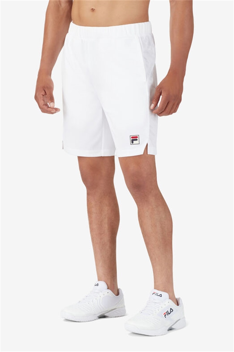 White / Camo Men's Fila Whiteline Woven Shorts | Saudi Arabia-687214