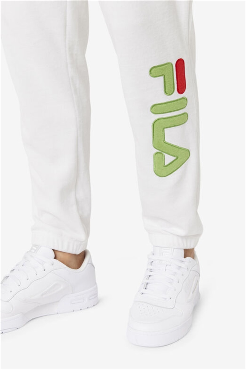 White / Green / Red Men's Fila Mansur Velour Pants | Saudi Arabia-352971
