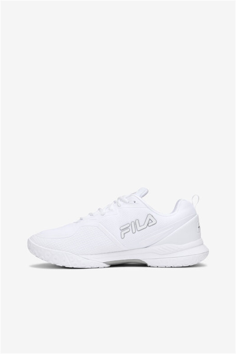 White / Metal Silver Women's Fila Volley Burst Pickleball Shoes | Saudi Arabia-841952