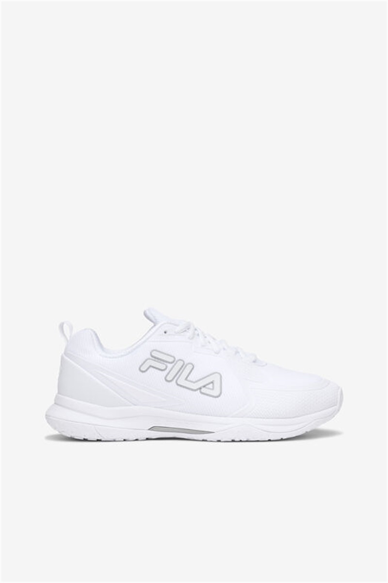 White / Metal Silver Women\'s Fila Volley Burst Pickleball Shoes | Saudi Arabia-841952