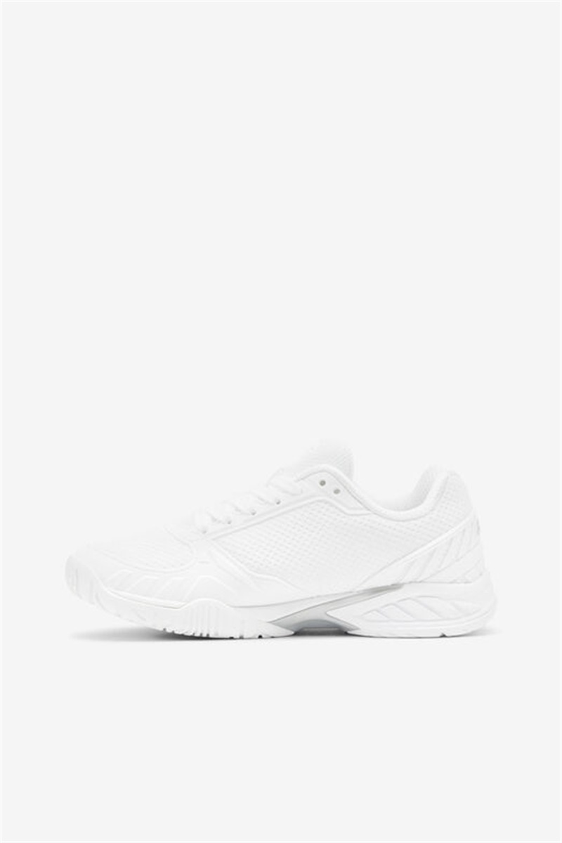 White / Metal Silver Women's Fila Volley Zone Pickleball Shoes | Saudi Arabia-731459