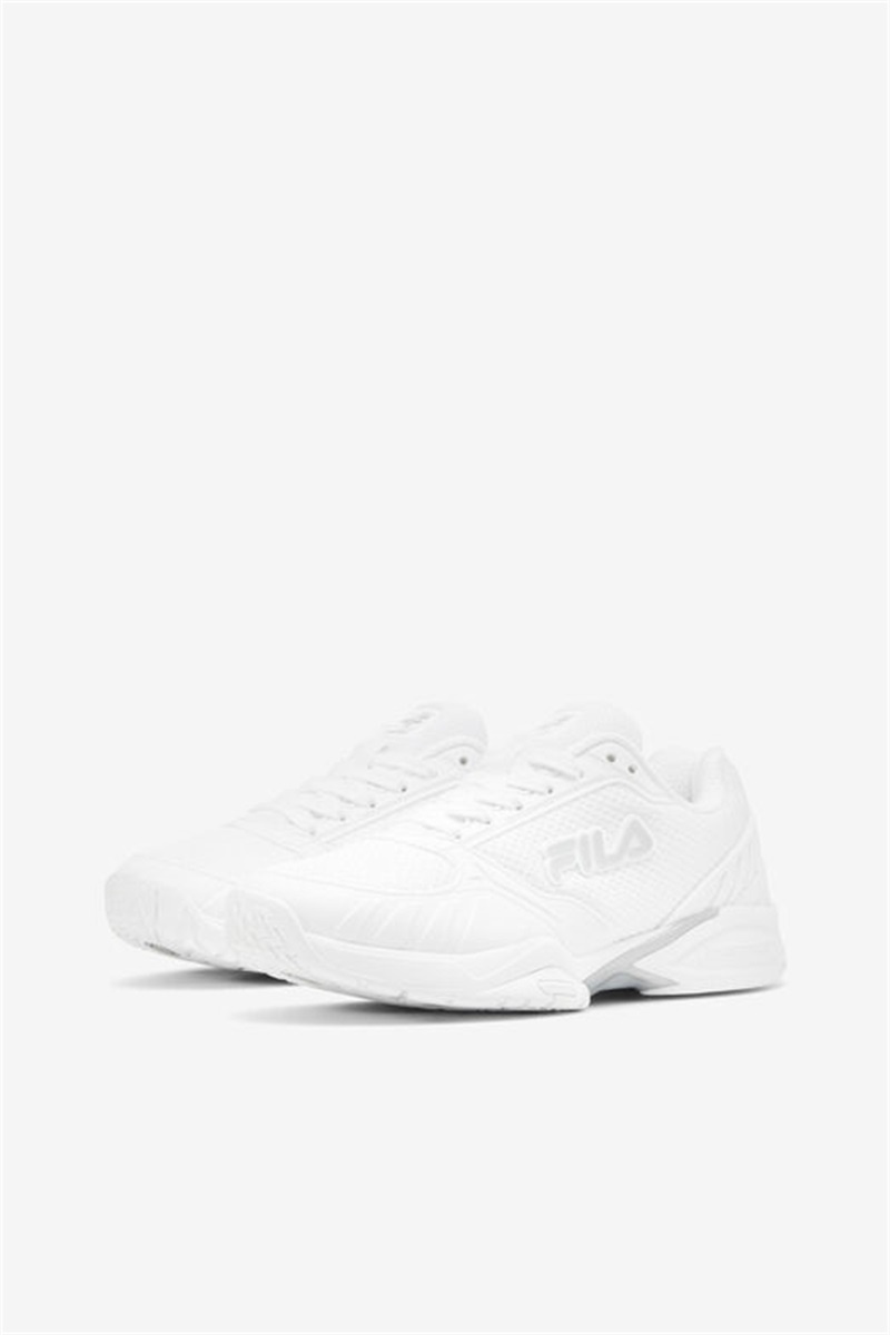 White / Metal Silver Women's Fila Volley Zone Pickleball Shoes | Saudi Arabia-731459